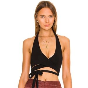 Indah Creedance Halter Ties Top in Black